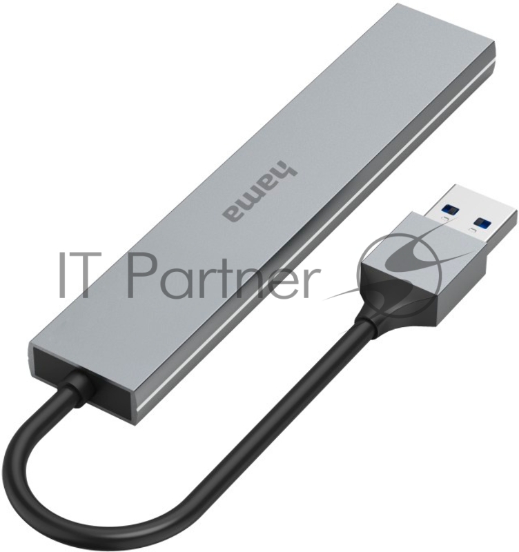 Разветвитель USB 3.0 Hama H-200114 4порт. серый (00200114)