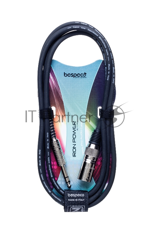 Кабель готовый акустический cannon male (XLR3MX) - Ø 6,3 mm jack TRS (SS10), кабель CVP100S, Bespeco IROMS600BK