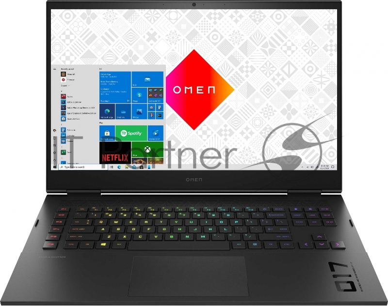 Ноутбук HP Omen 17-ck0045ur Core i7 11800H 16Gb SSD1Tb NVIDIA GeForce RTX3080 16Gb 17.3 IPS QHD (2560x1440) Windows 11 Home black WiFi BT Cam