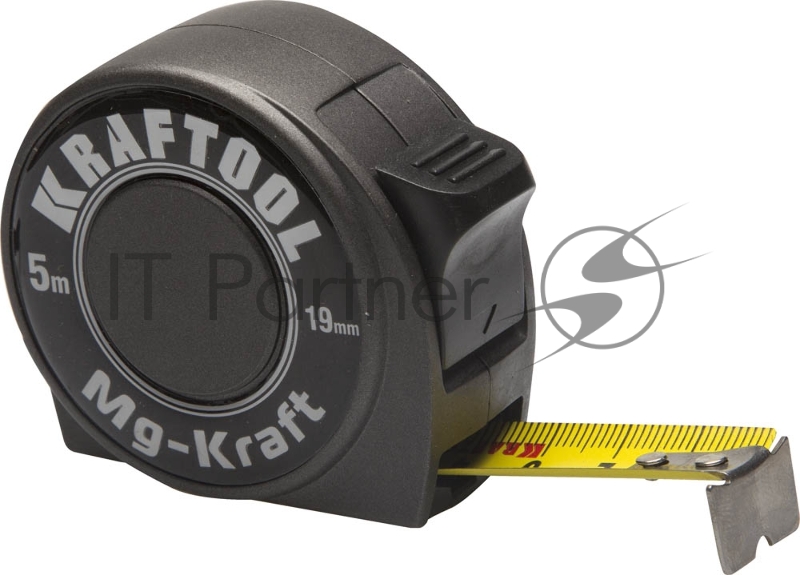 Рулетка KRAFTOOL PRO MG-Kraft 34129-05-19 {особопроч корпус, Mg сплав, нейлон покрытие, суперкомпакт размер, 5м/19м}
