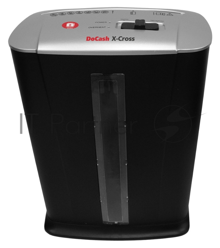 Шредер DoCash X-Cross черный (секр.P-4) перекрестный 8лист. 13лтр. пл.карты