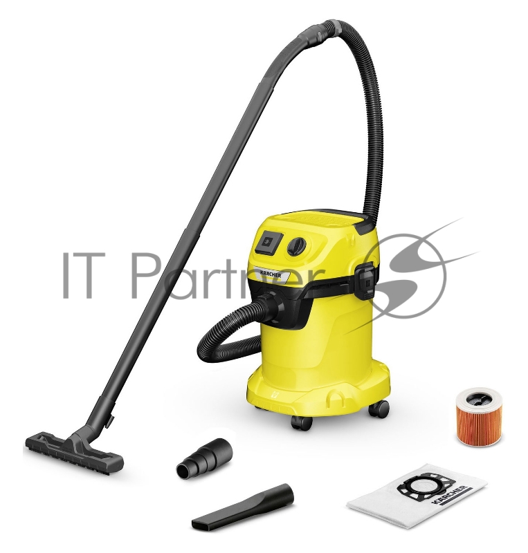 Строительный пылесос Karcher KWD 3 V-17/4/20 Suction Brush Kit 1000Вт (уборка: сухая/сбор воды) желтый
