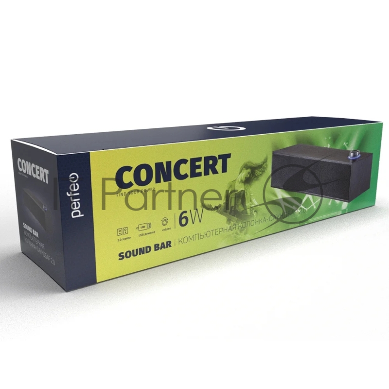 Компьютерная колонка-саундбар Perfeo CONCERT, мощность 6 Вт, USB, дерево черный