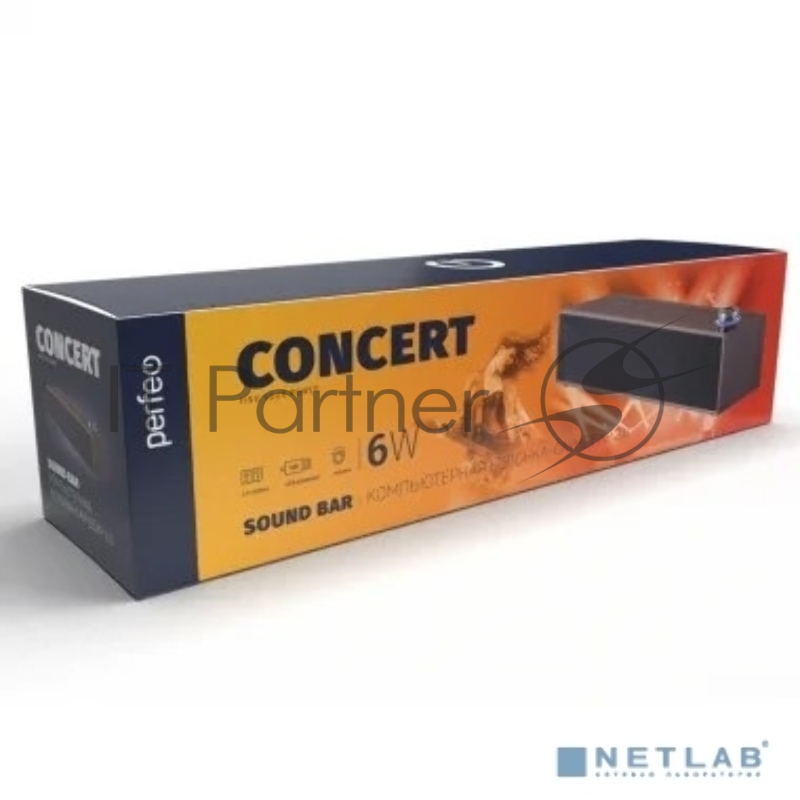 Компьютерная колонка-саундбар Perfeo CONCERT, мощность 6 Вт, USB, дерево черный
