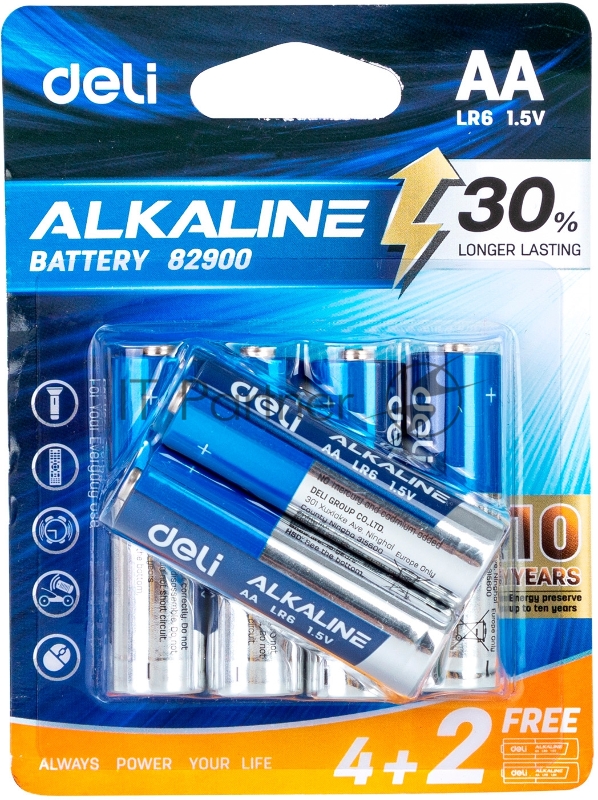 Батарея Deli E82900 AA (6шт) блистер