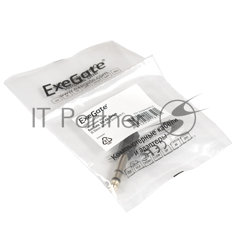 Переходник аудио Exegate EX284949RUS EX-AA-3F6M (6.35mm Jack M/3.5mm Jack F)