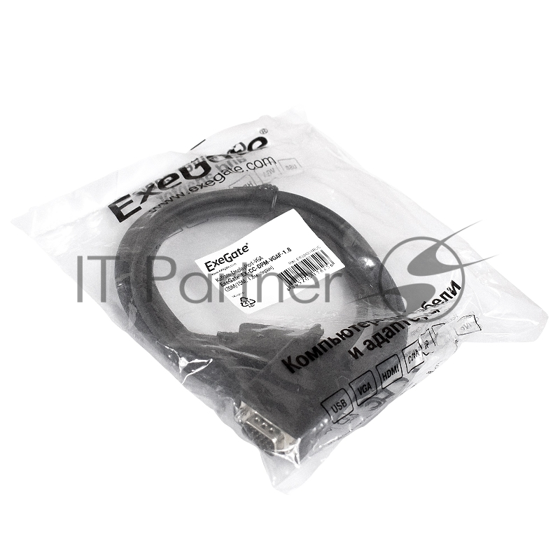 Кабель Exegate EX284914RUS DisplayPort-VGA ExeGate EX-CC-DPM-VGAF-1.8 (20M/15M, 1,8м, экран)