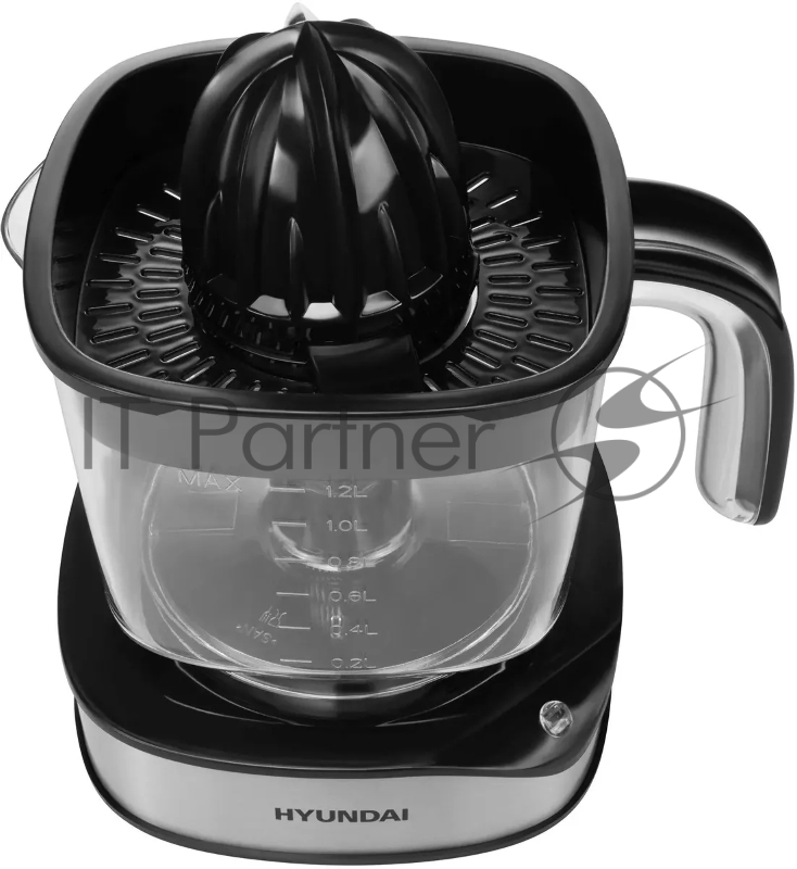 Соковыжималка цитрусовая Hyundai HY-JC4123 30Вт рез.сок.:1200мл. черный/нержавеющая сталь