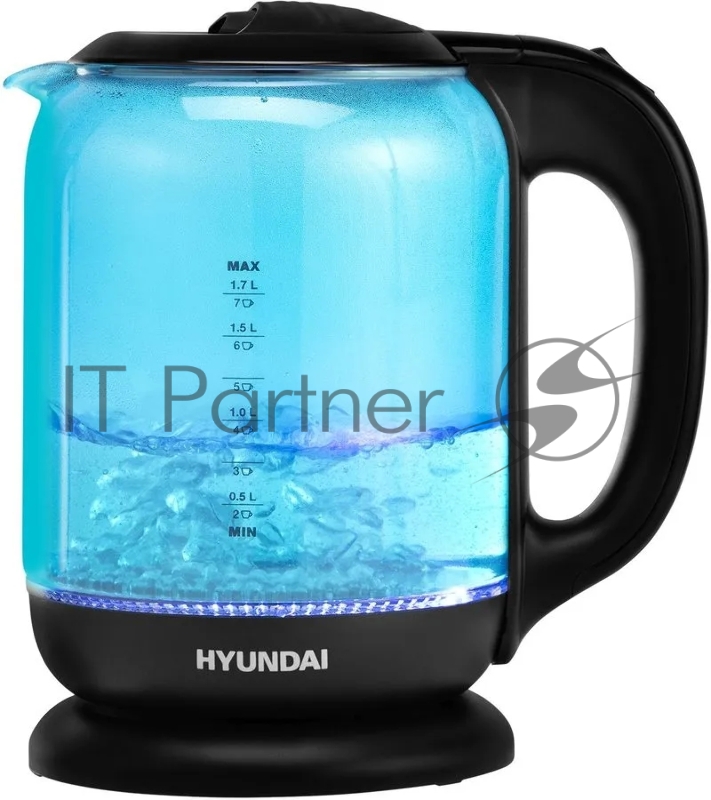 Чайник электрический Hyundai HYK-G2806 1.8л. 2200Вт голубой/черный (корпус: стекло)