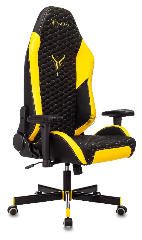 Кресло игровое Knight Neon черный/желтый соты эко.кожа с подголов. крестовина металл