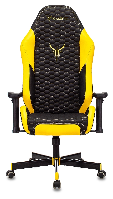 Кресло игровое Knight Neon черный/желтый соты эко.кожа с подголов. крестовина металл