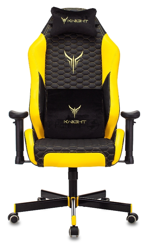 Кресло игровое Knight Neon черный/желтый соты эко.кожа с подголов. крестовина металл
