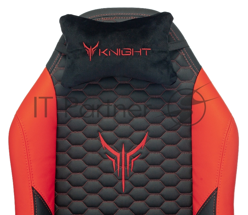 Кресло игровое Knight Neon черный/красный соты эко.кожа с подголов. крестовина металл