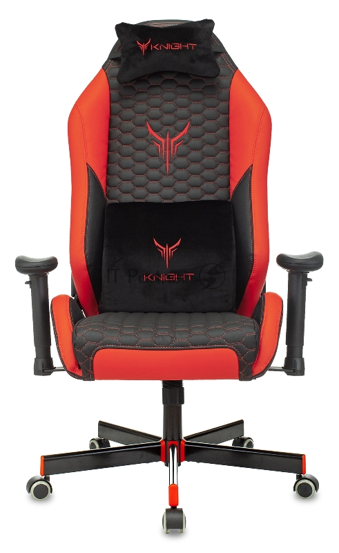 Кресло игровое Knight Neon черный/красный соты эко.кожа с подголов. крестовина металл