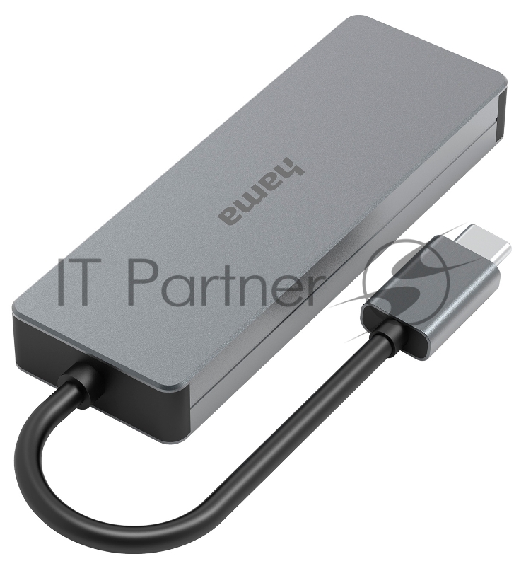 Разветвитель USB-C Hama H-200105 4порт. серый (00200105)
