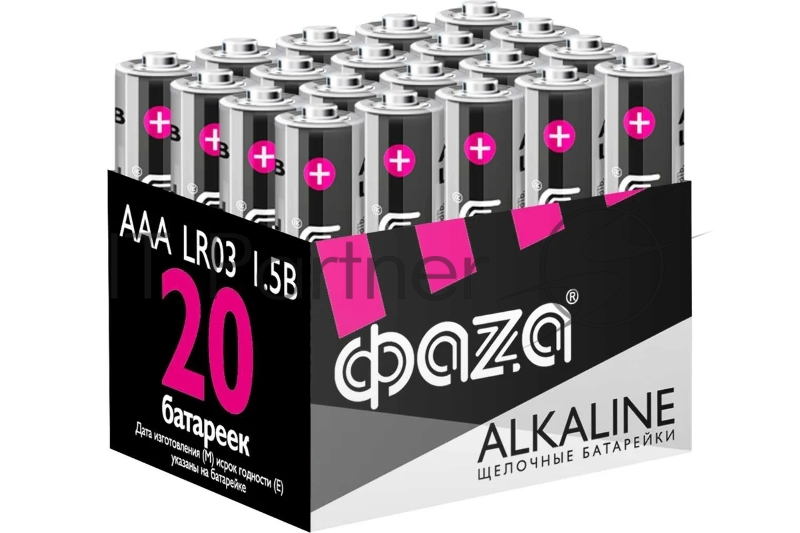 Элемент питания алкалиновый AAA/LR03 1.2В Alkaline Pack-20 (уп.20шт) ФАZА 5028128