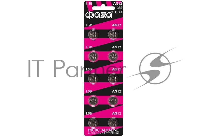 Элемент питания алкалиновый таблетка LR43/AG12 BL-10 (уп.10шт) ФАZА 5002791