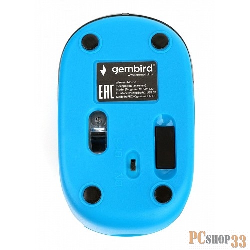 Мышь беспров. Gembird MUSW-620, 2.4ГГц, 1200 DPI, 3кн., син