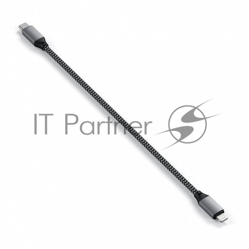 Кабель Satechi USB-C to Lightning MFI Cable. Длина кабеля: 25 см. Цвет: серый космос. Satechi USB-C to Lightning Cable MFI 10 inch - Space Gray