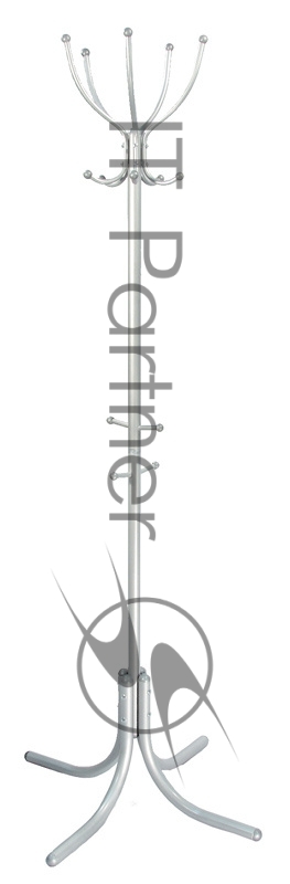 Вешалка напольная М 10 серебристый основание ножки наконечники серебристый крючки двойные метал.