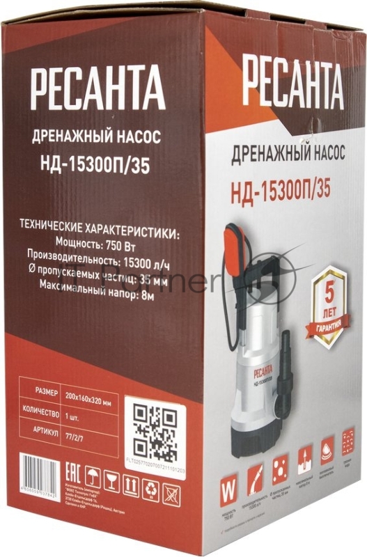 Дренажный насос НД-15300П/35 Ресанта