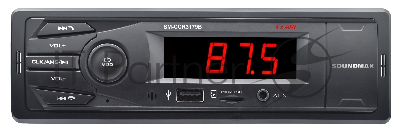 Автомагнитола Soundmax SM-CCR3179B 1DIN 4x40Вт