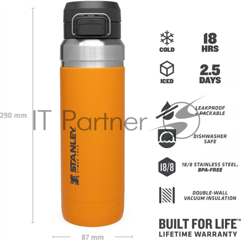 Термос-бутылка Stanley Go Quick Flip 1.06л. оранжевый (10-09150-064)