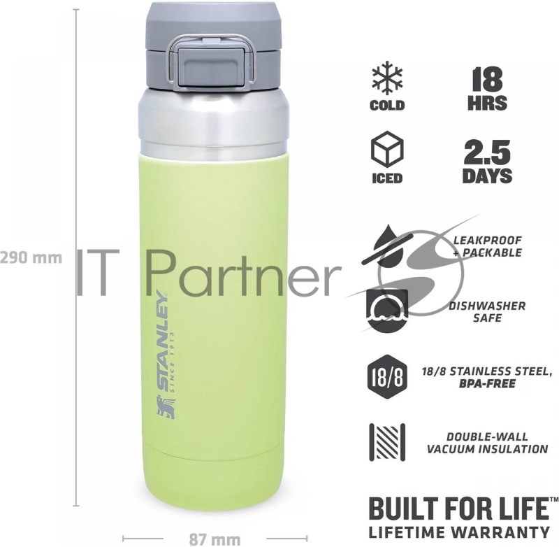 Термос-бутылка Stanley Go Quick Flip 1.06л. салатовый (10-09150-066)