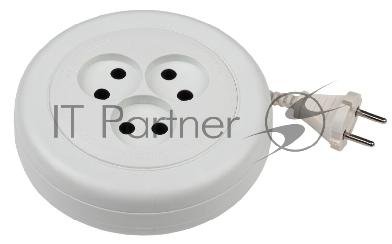 ЭРА Б0035760 Удлинитель UR(6)-3-3m рулетка без заземл., 3гн, 3м, ШВВП, 2x0.75мм2, 6А (УХ6-103)