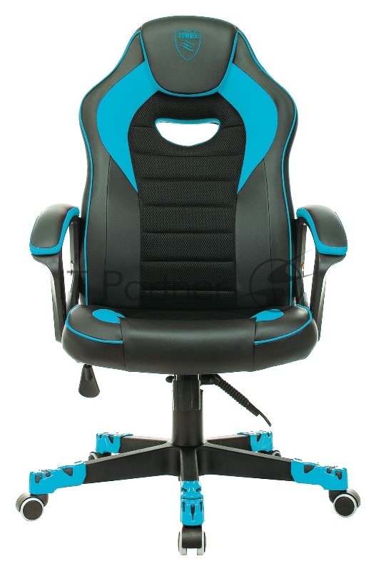 Кресло игровое Zombie GAME 16 черный/голубой текстиль/эко.кожа крестовина пластик