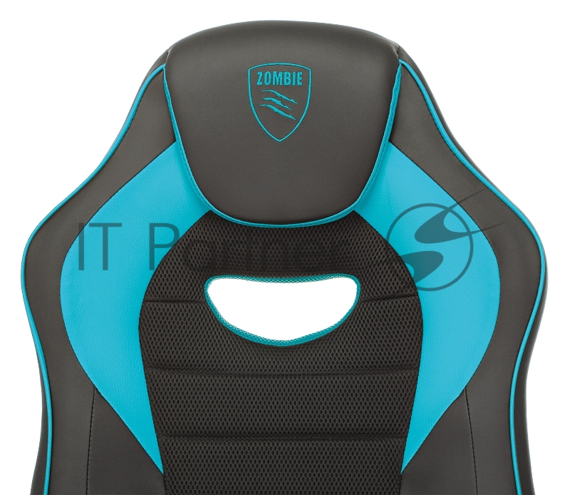 Кресло игровое Zombie GAME 16 черный/голубой текстиль/эко.кожа крестовина пластик