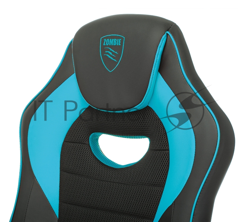 Кресло игровое Zombie GAME 16 черный/голубой текстиль/эко.кожа крестовина пластик