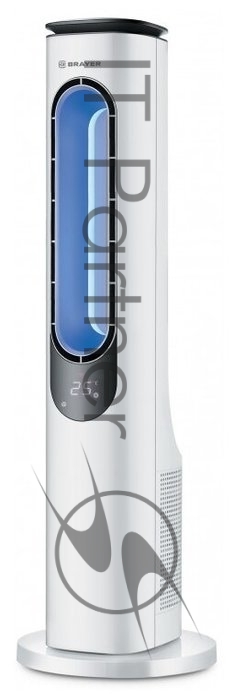 Вентилятор BRAYER BR4950, LED дисп, ионизация, пульт, таймер, сенс панель, подсветка, 50Вт