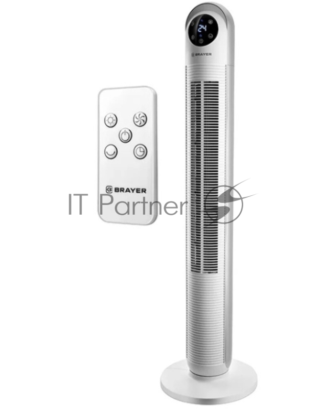 Вентилятор BRAYER BR4956, эл..упр.,пульт ДУ,вращение,мощ-ть 60Вт, LED дисплей,3 скор.Таймер