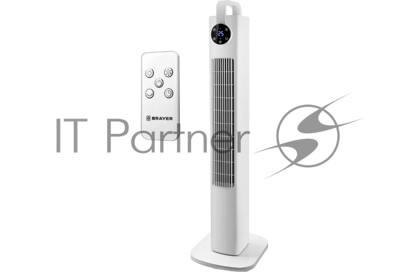 BRAYER BR4957 Вентилятор4957BR Колонный вентилятор BRAYER, эл..упр.,пульт ДУ,вращение,мощ-ть60Вт, LED дисплей, 3 скор.Таймер