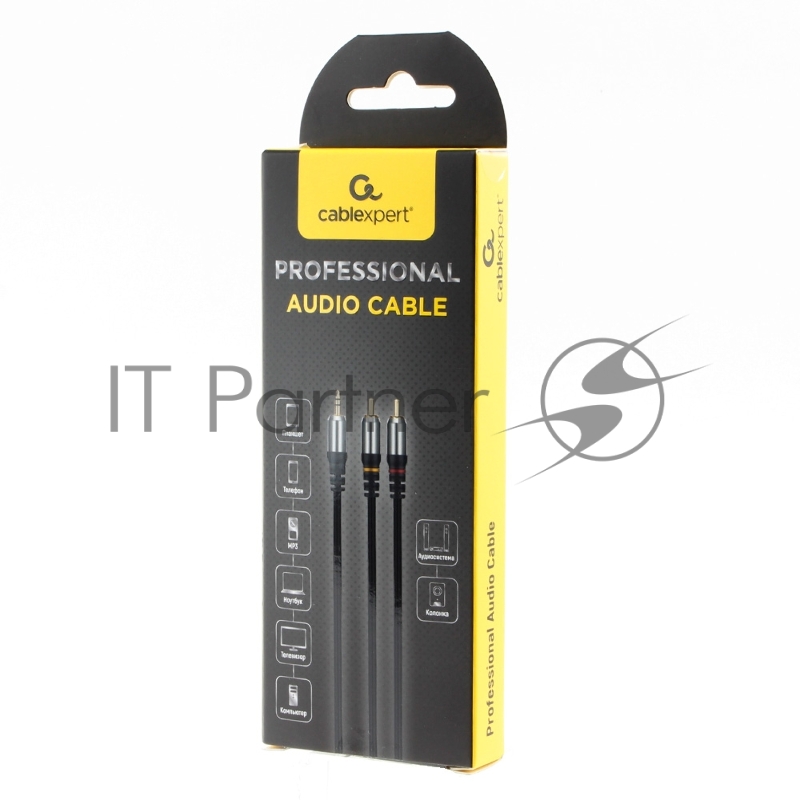 Кабель аудио Cablexpert CCAB-02-35M2RM-1MB. 3.5 джек(M)/2х RCA (M), черный, 1м, блистер