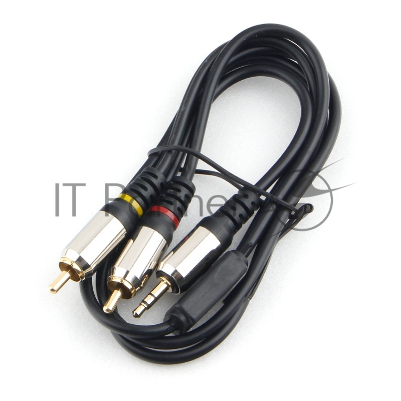 Кабель аудио Cablexpert CCAB-02-35M2RM-1MB. 3.5 джек(M)/2х RCA (M), черный, 1м, блистер