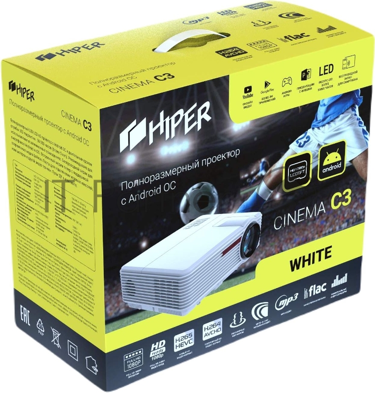 Проектор Hiper Cinema C3 White LCD 10000Lm (1280x800) 3000:1 ресурс лампы:50000часов 2xUSB typeA 1xHDMI 1кг