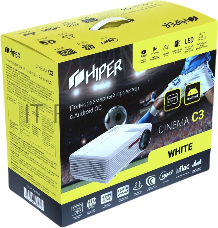 Проектор Hiper Cinema C3 White LCD 10000Lm (1280x800) 3000:1 ресурс лампы:50000часов 2xUSB typeA 1xHDMI 1кг