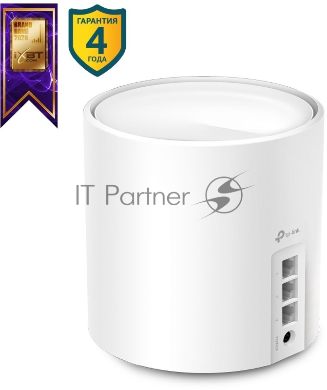 Бесшовный Mesh роутер AX3000 Whole Home Mesh Wi-Fi 6 UnitSPEED: 574 Mbps at 2.4 GHz + 2402 Mbps at 5 GHzSPEC: 2× Internal Antennas, 3× Gigabit Ports (WAN/LAN auto-sensing), 2 Streams and HE160 for 5GHzFEATURE: Deco App, Router/AP Mode, IPv6, IPTV, Ho