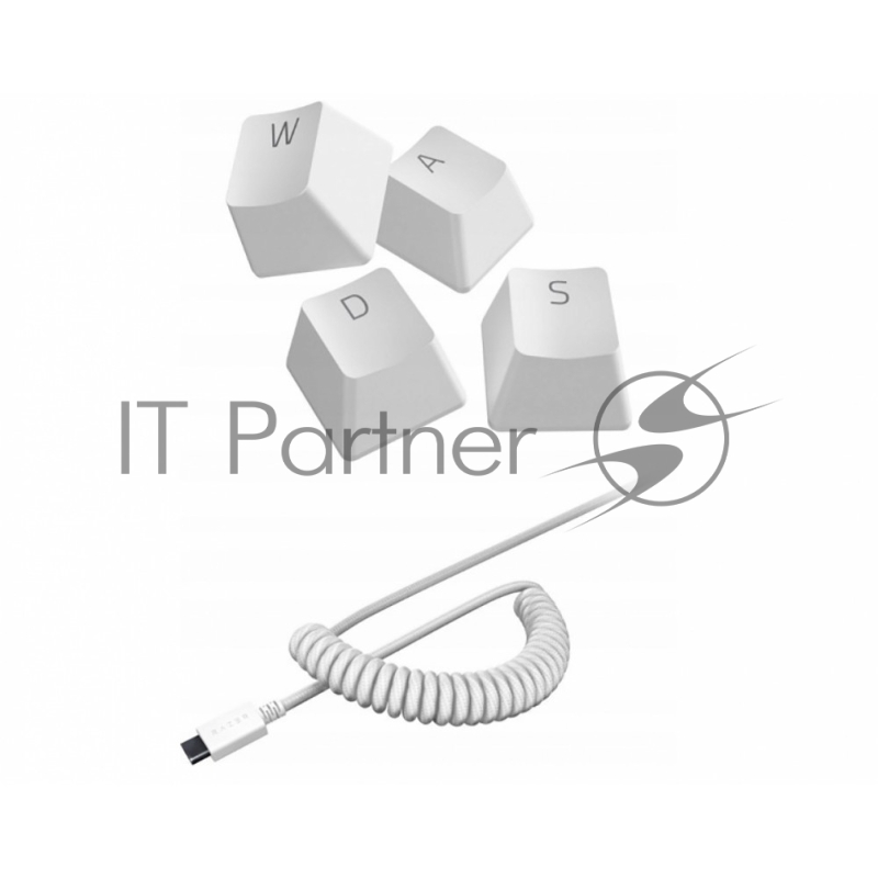 Колпачки и кабель клавиатуры Razer PBT Keycap + Coiled Cable Upgrade Set, Mercury White (US/UK)