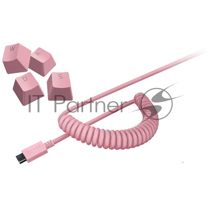Колпачки и кабель клавиатуры Razer PBT Keycap + Coiled Cable Upgrade Set, Quartz Pink (US/UK)