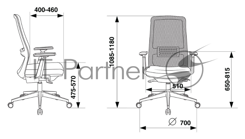 Кресло руководителя Бюрократ MC-915 черный TW-01 38-418 сетка/ткань крестовина алюминий