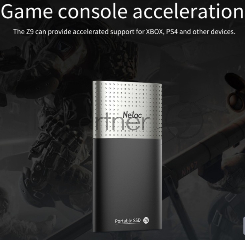 Накопитель SSD External Netac 2.0Tb Z9 <NT01Z9-002T-32BK> (USB3.2, up to 550/480MBs, 90х47.5х11.5mm, Aluminium+Plastic)