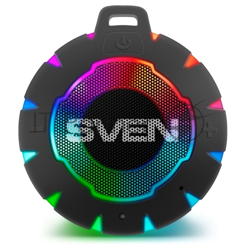 SVEN PS-95 1.0 Мобильные колонки чёрные (IPx7, 7W, USB, Bluetooth, подсветка, 1000 мA)