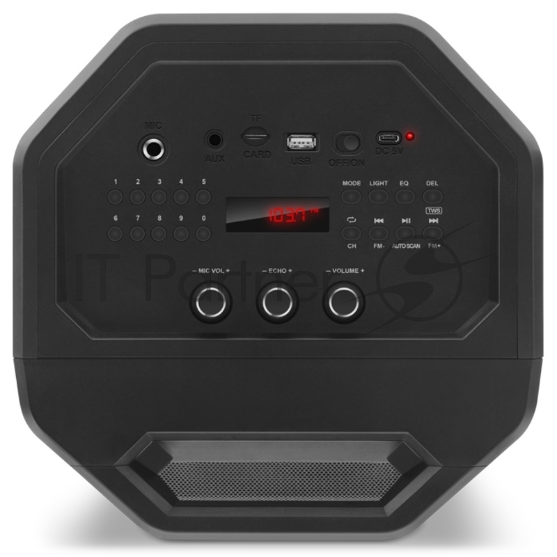 Мобильные колонки Sven PS-670 2.0 чёрные (2x32.5W, mini Jack, USB, Bluetooth, FM, micro SD, ПДУ, 2 x 4400 мA, LED подсветка)