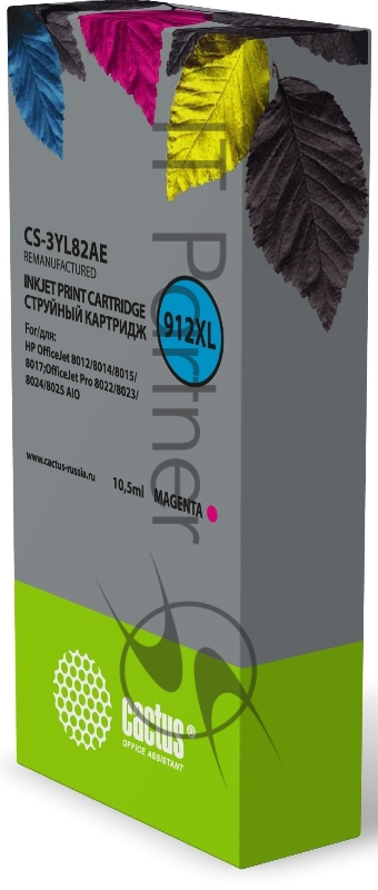 Картридж струйный Cactus 912XL CS-3YL82AE (есть ограничения по прошивке) пурпурный (10.5мл) для HP OfficeJet 8012/8014/8015/8017OfficeJet Pro 8022/8023/8024/8025 AIO