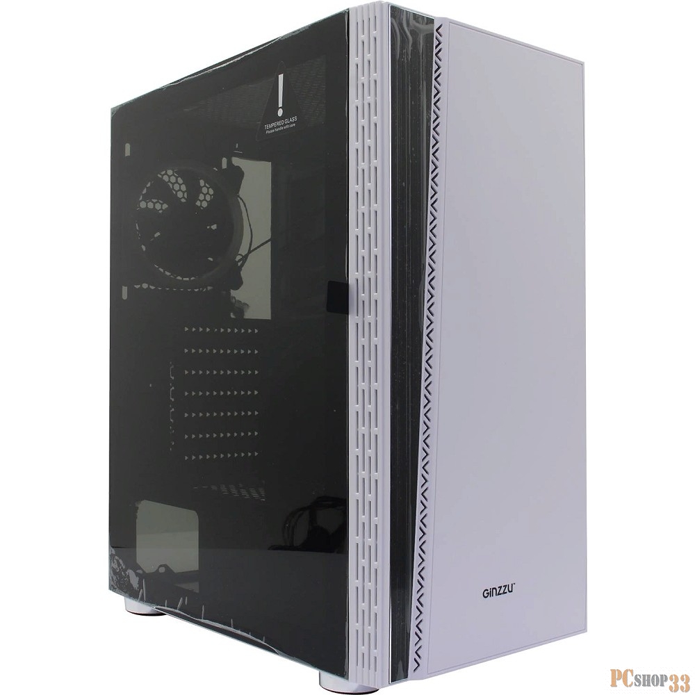 Корпус Ginzzu CL220 White FAN 12LED USB3.0 Window