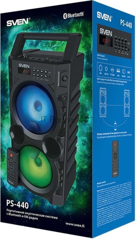 Колонка порт. Sven PS-440 черный 20W 2.0 BT