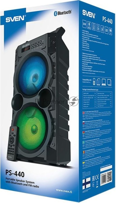 Колонка порт. Sven PS-440 черный 20W 2.0 BT